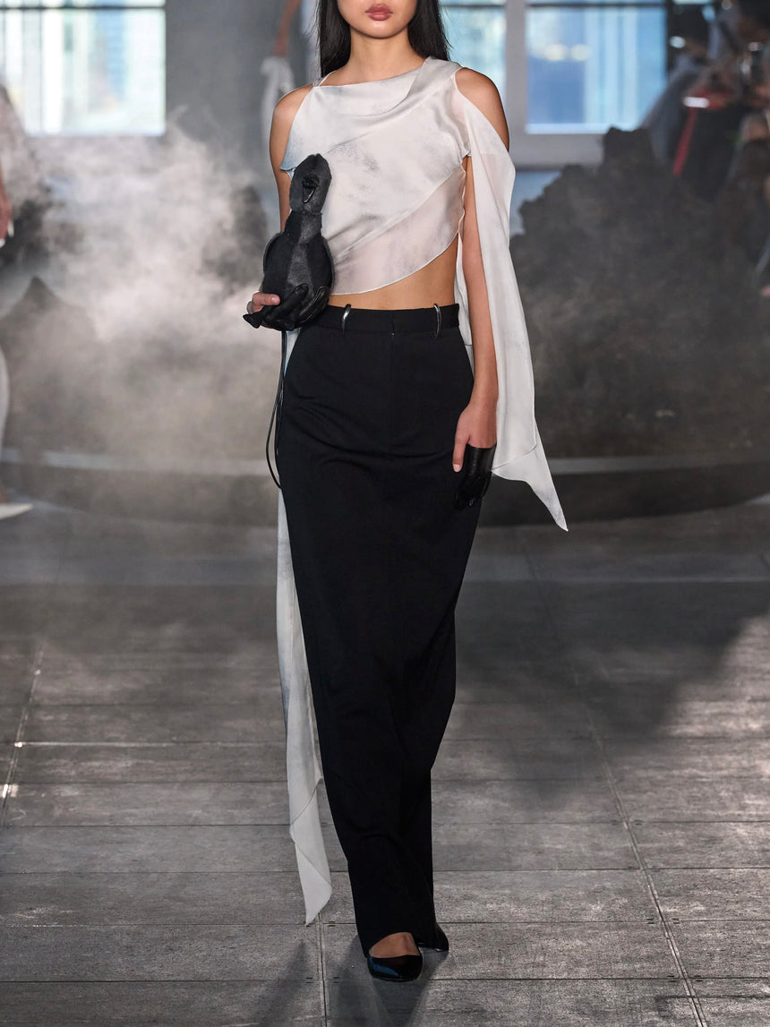 CLAW TAILORED PILLAR SKIRT - BLACK