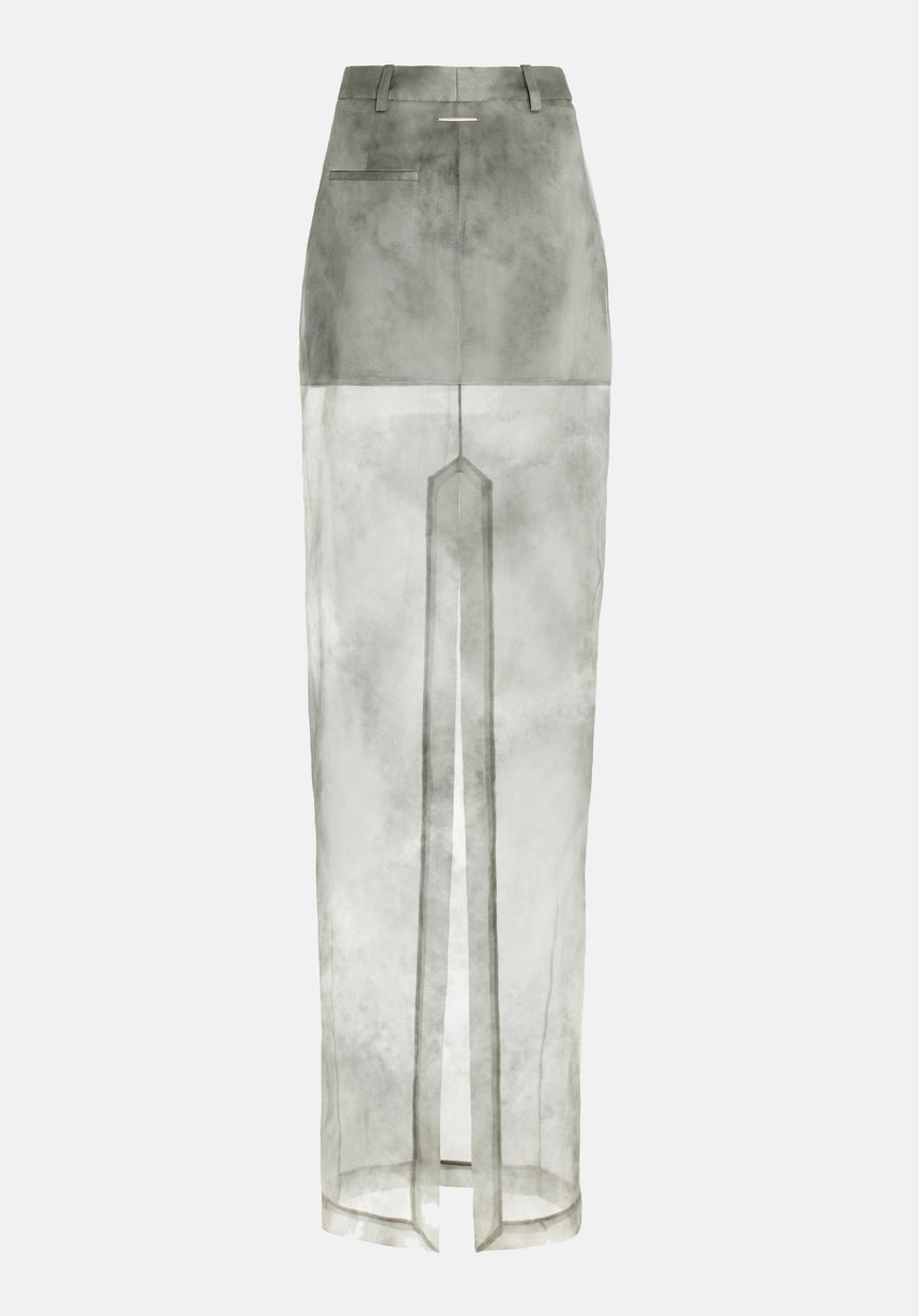 FOG TAILORED SILK PILLAR SKIRT - FOG GREY