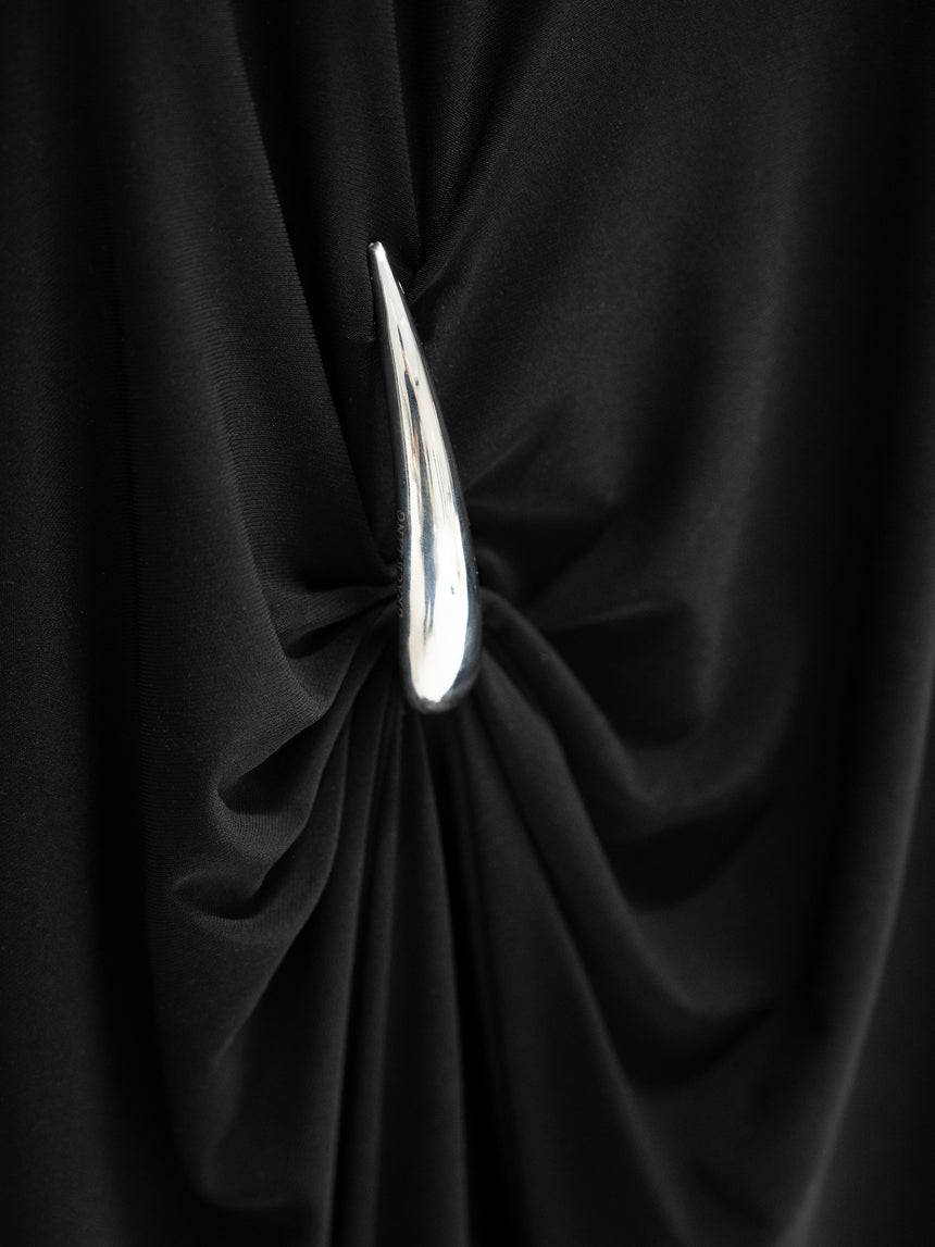 CLAW ONE SHOULDER DRESS - BLACK