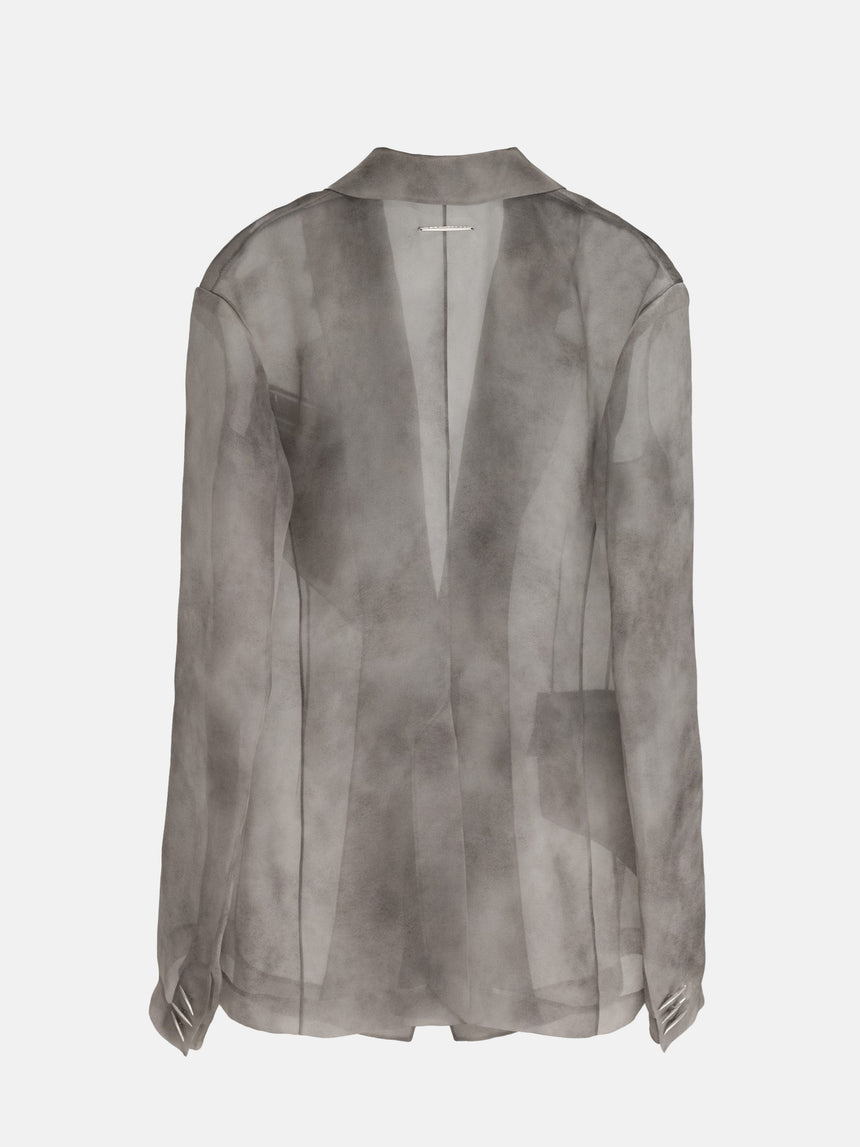 TAILORED BLAZER IN SILK ORGANZA - FOG GREY