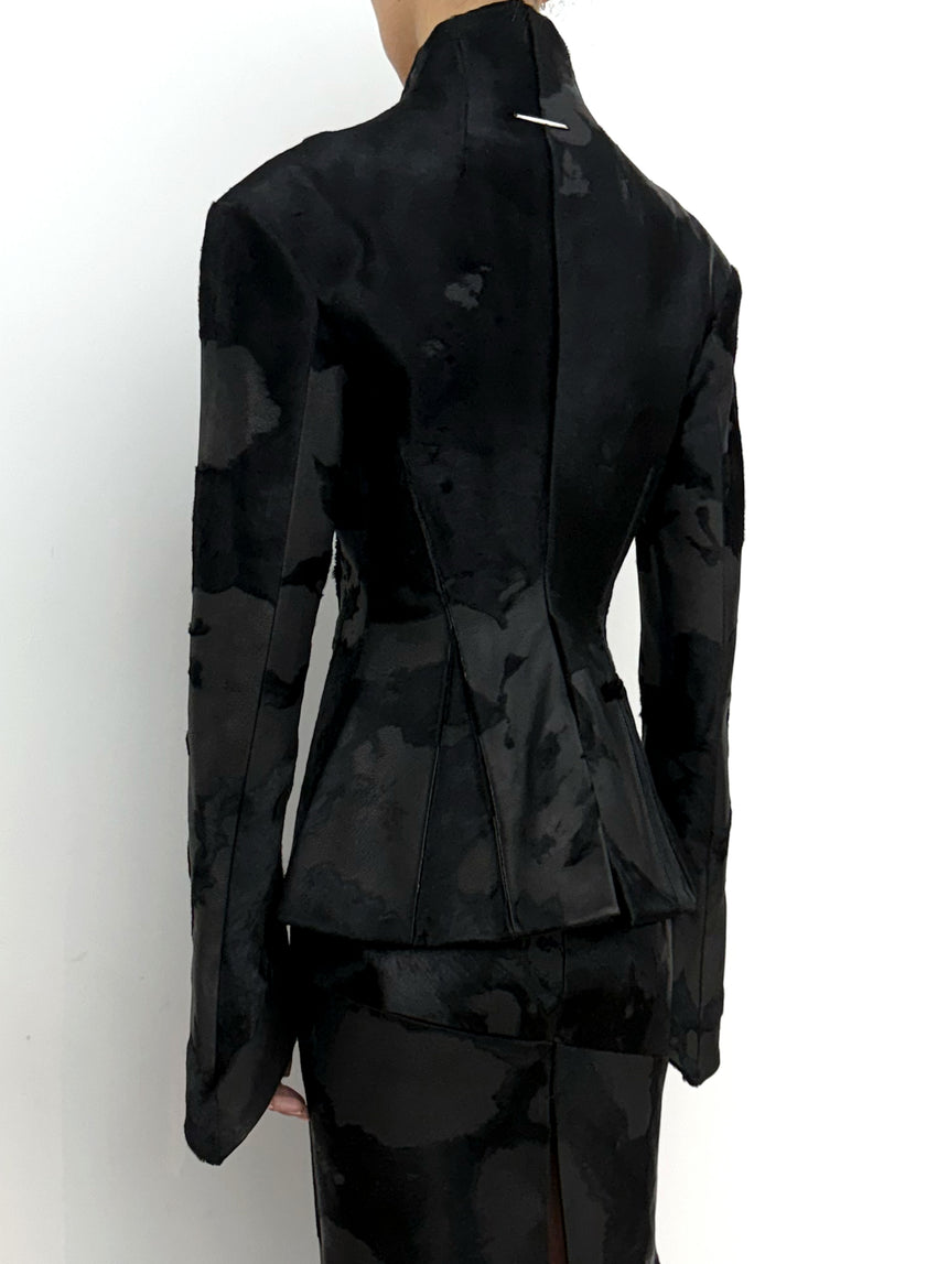 (SS26 PRE-ORDER) BURNOUT LEATHER BLAZER - BLACK