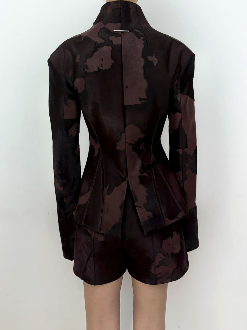 (SS26 PRE-ORDER) BURNOUT LEATHER BLAZER - BURGUNDY