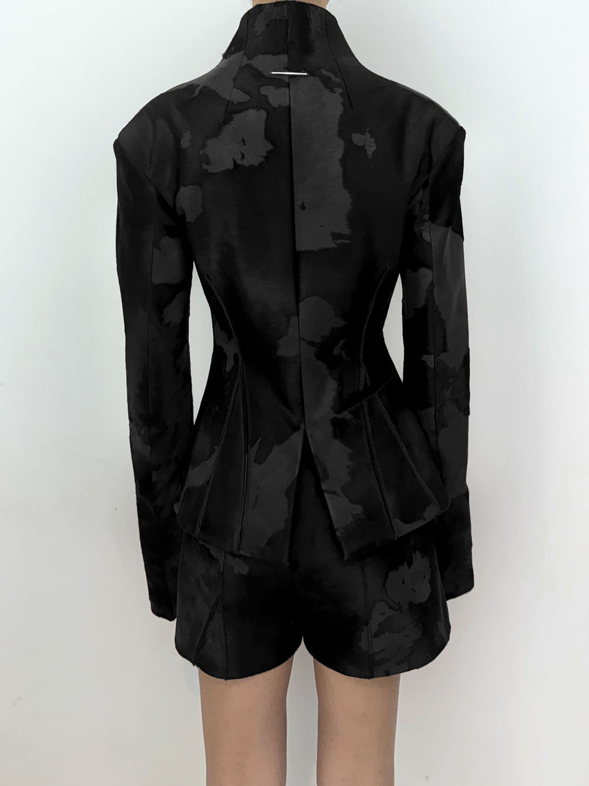 (SS26 PRE-ORDER) BURNOUT LEATHER BLAZER - BLACK