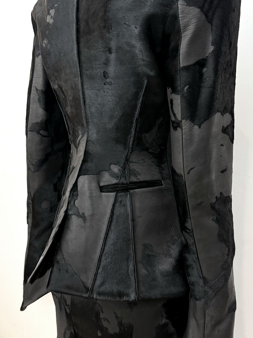 (SS26 PRE-ORDER) BURNOUT LEATHER BLAZER - BLACK