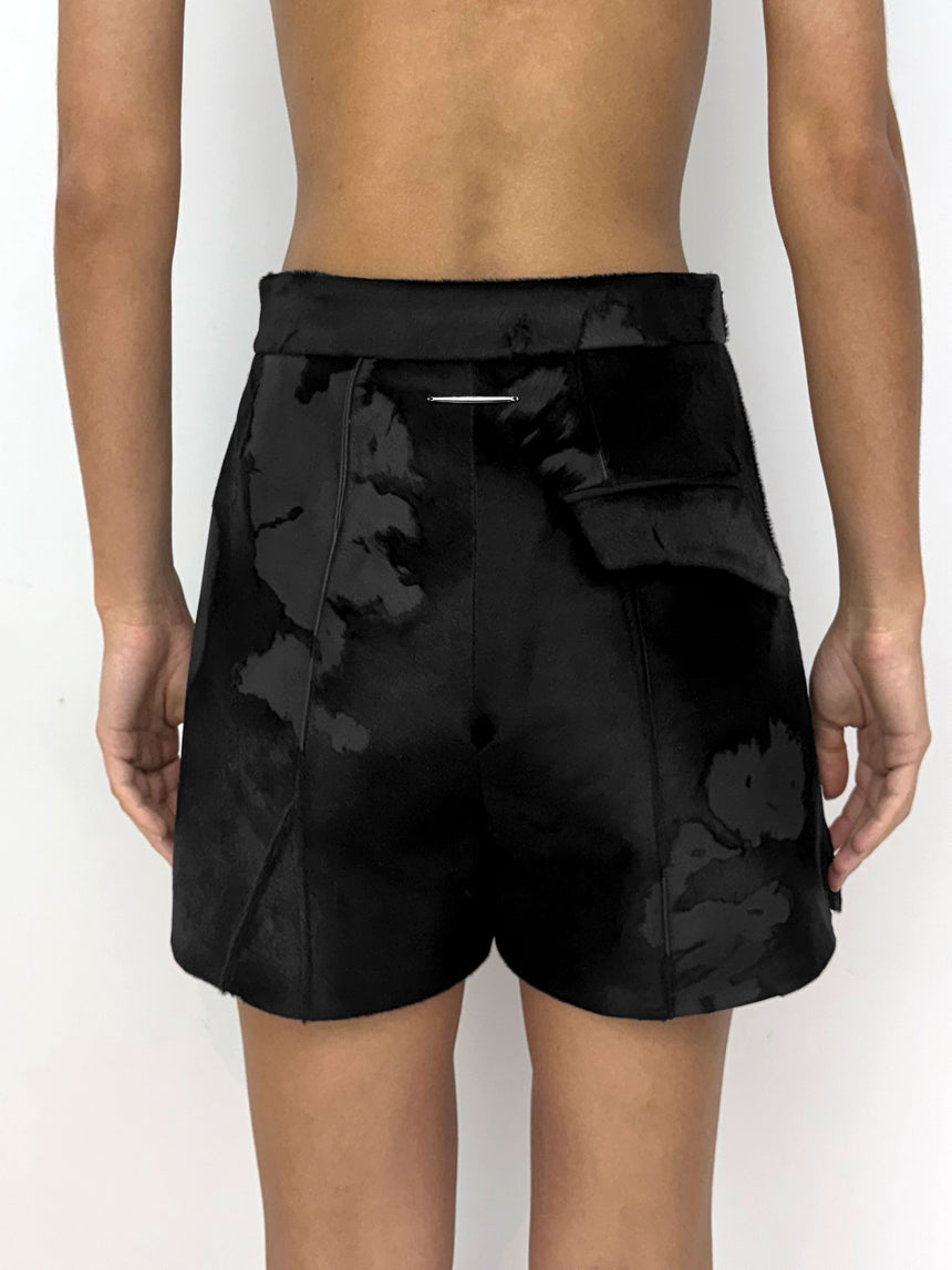 (SS26 PRE-ORDER) BURNOUT LEATHER MINI SHORTS - BLACK