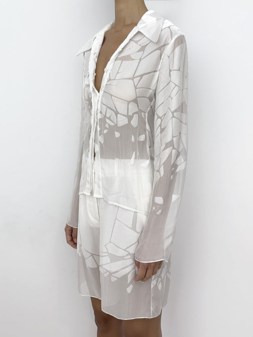 (SS26 PRE-ORDER) CRACKED TAILORED SHIRT - WHITE