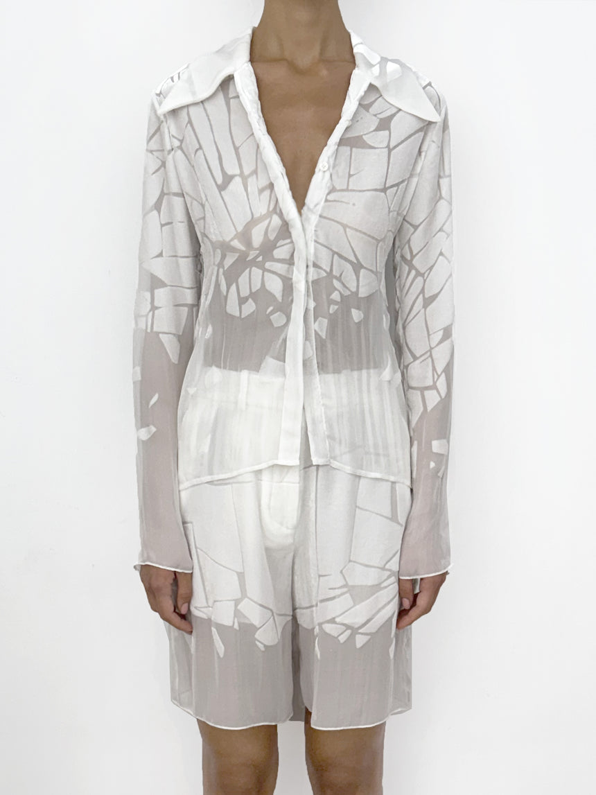 (SS26 PRE-ORDER) CRACKED TAILORED SHIRT - WHITE