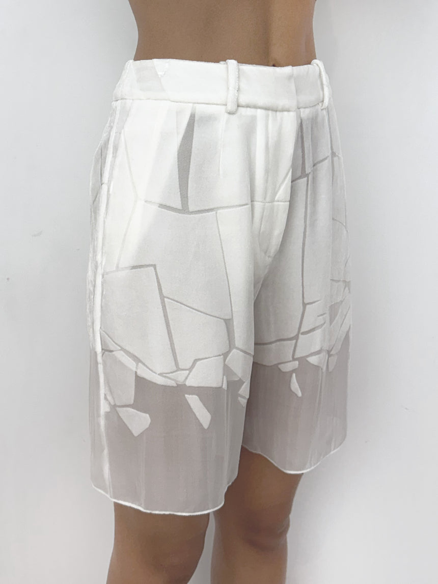 (SS26 PRE-ORDER) CRACKED TAILORED SHORTS - WHITE
