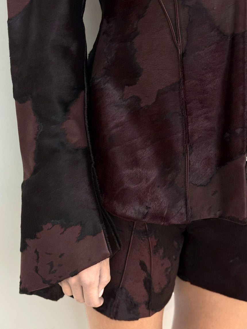 (SS26 PRE-ORDER) BURNOUT LEATHER BLAZER - BURGUNDY
