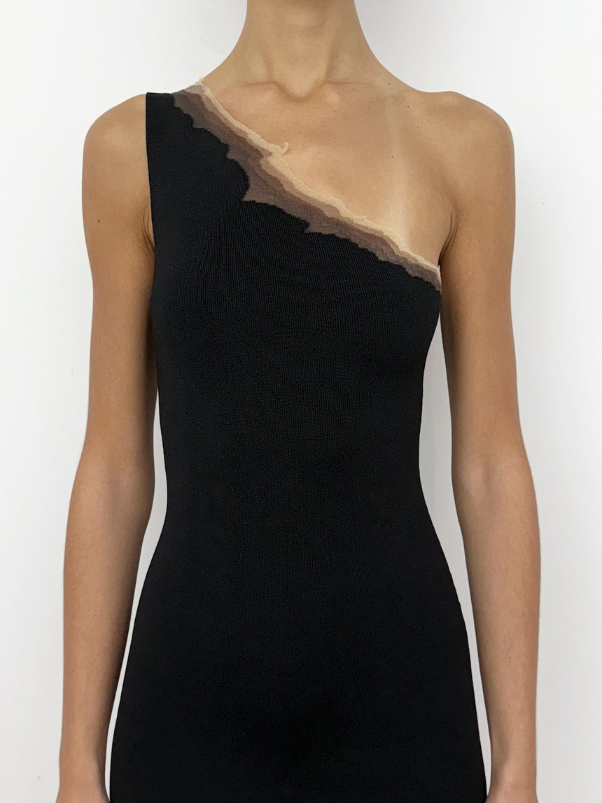 (SS26 PRE-ORDER) FLAME ONE SHOULDER MAXI DRESS - BLACK