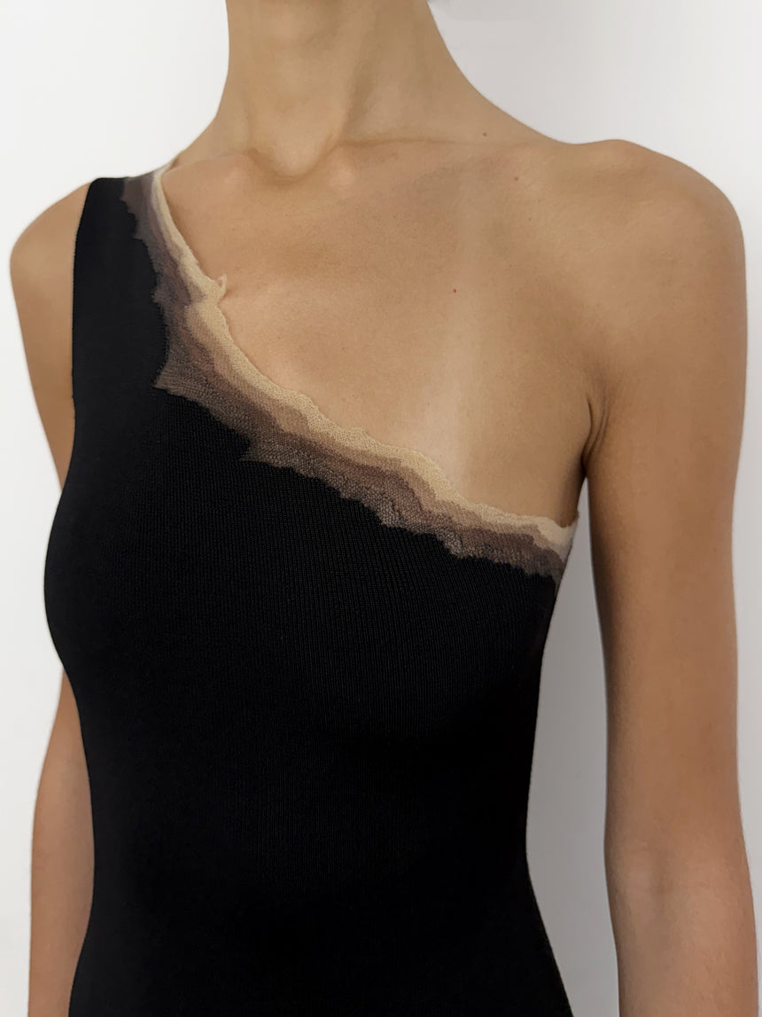 (SS26 PRE-ORDER) FLAME ONE SHOULDER MAXI DRESS - BLACK