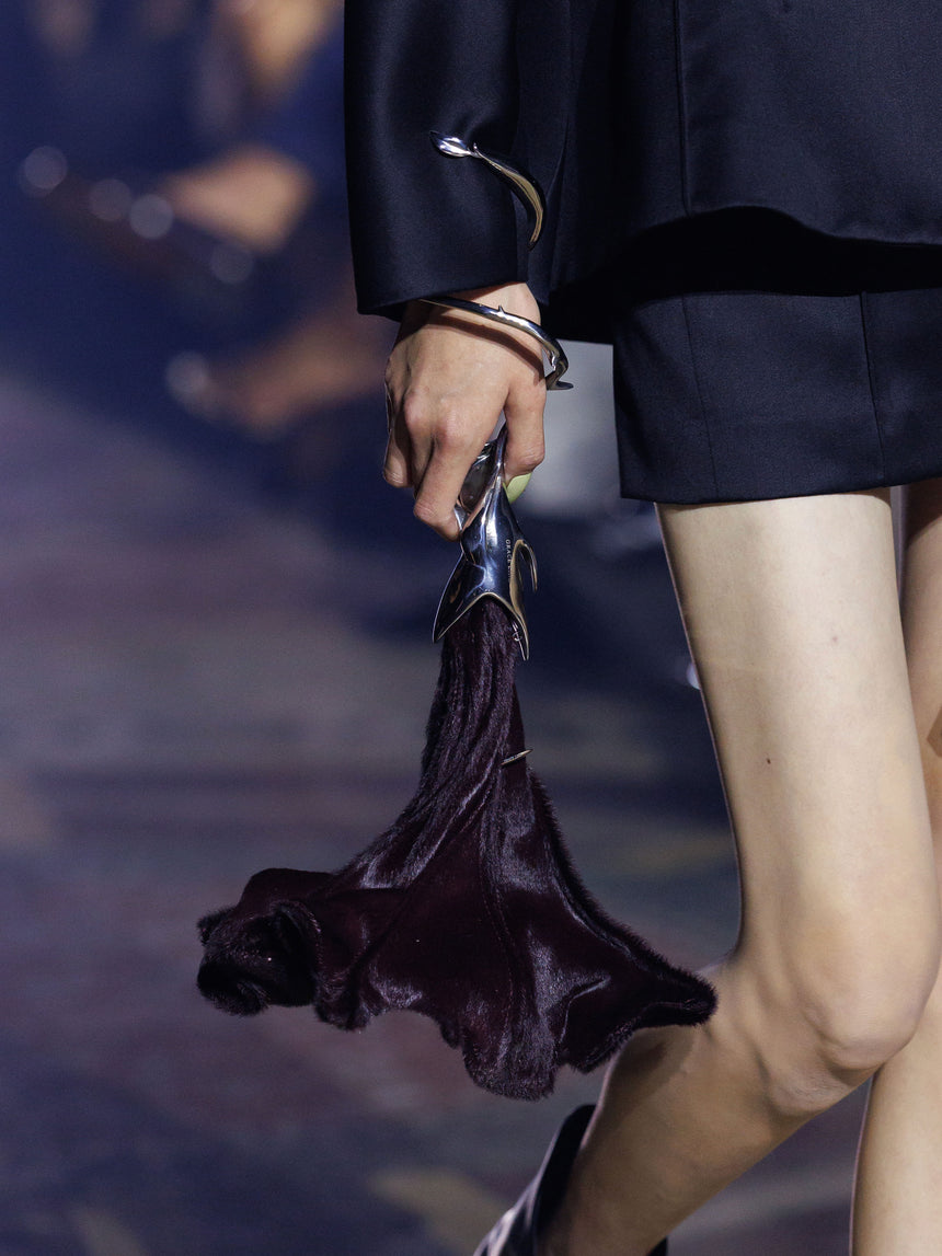 (SS26 PRE-ORDER) POISON TRUMPET FLOWER BAG - BURGUNDY PONYHAIR