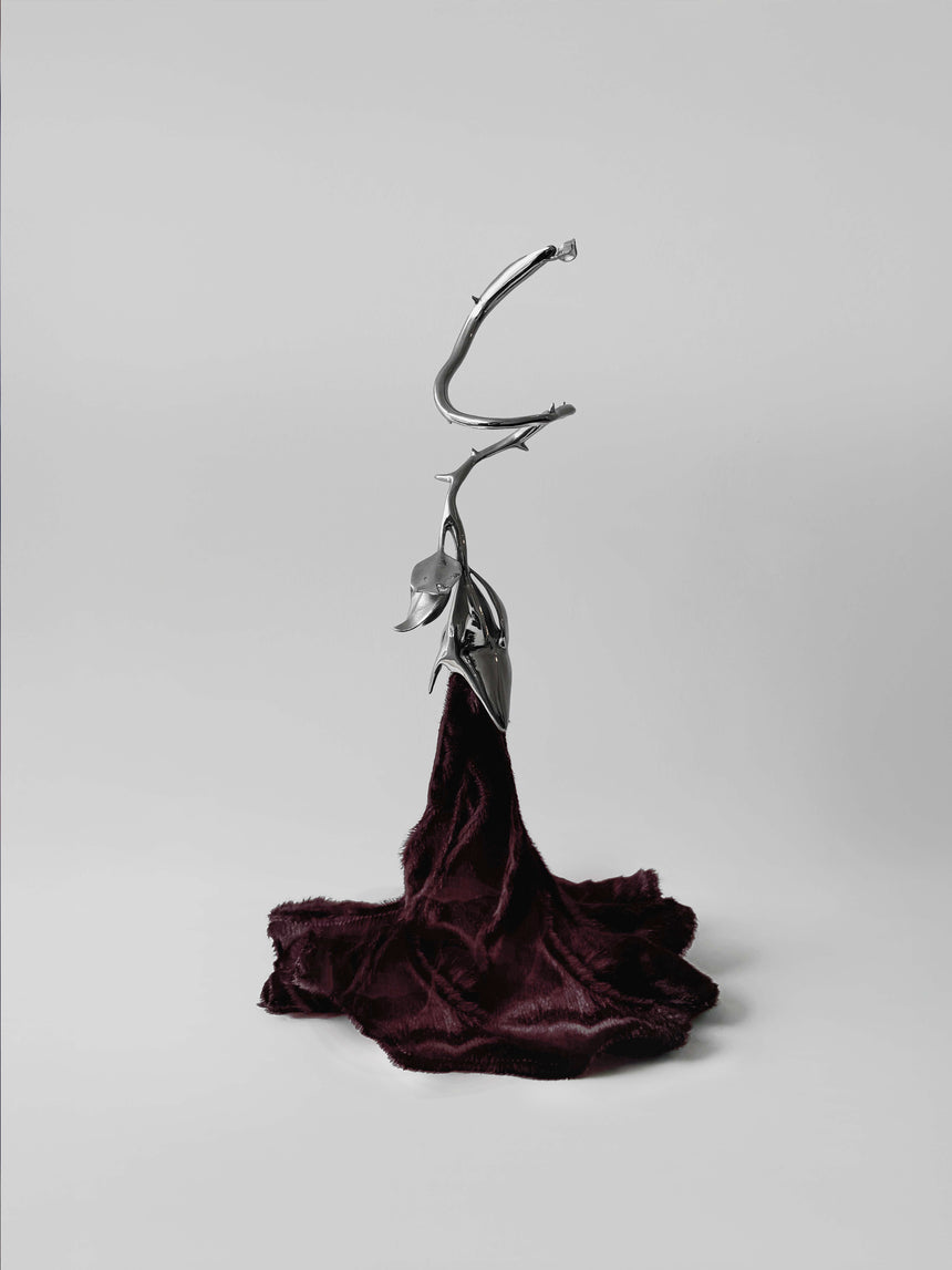 (SS26 PRE-ORDER) POISON TRUMPET FLOWER BAG - BURGUNDY PONYHAIR