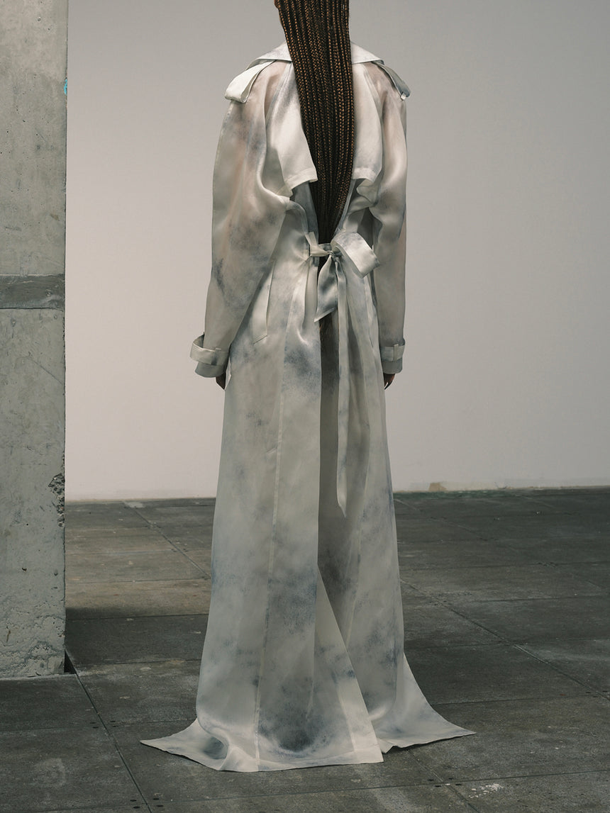 SILK ORGANZA TRENCH - ASH