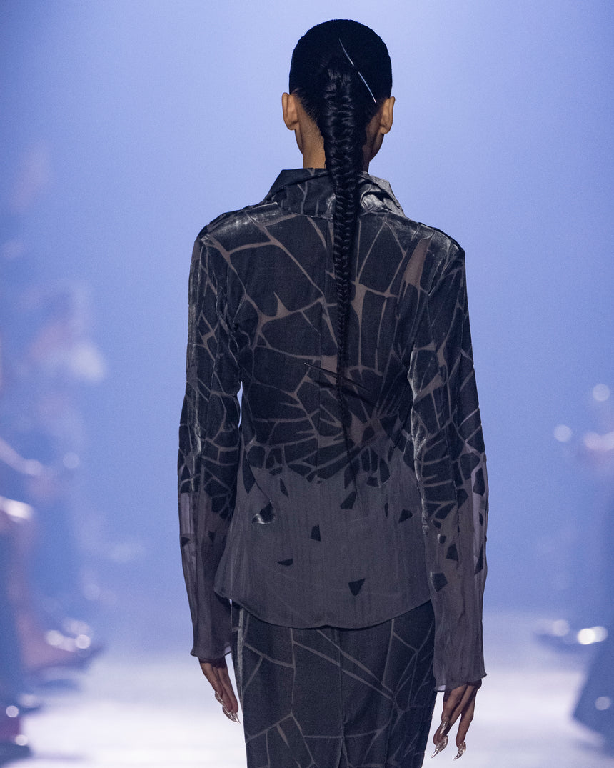 (SS26 PRE-ORDER) CRACKED TAILORED SHIRT - GREY