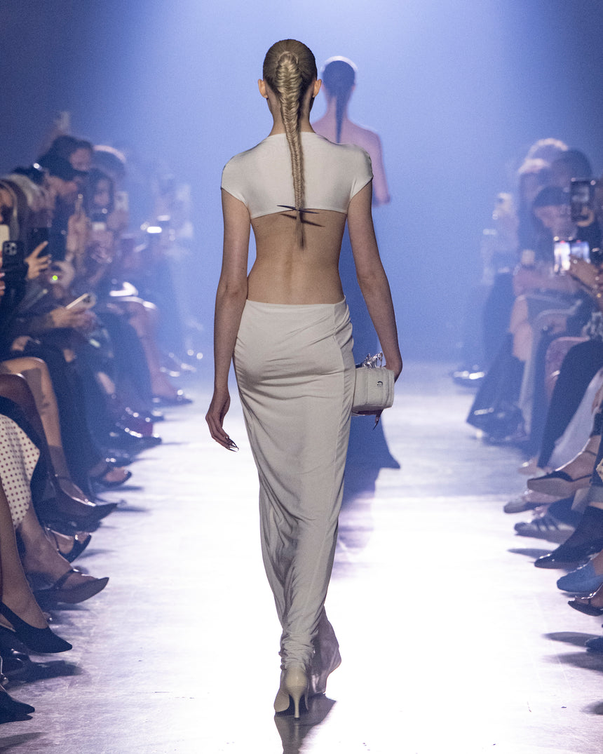 (SS26 PRE-ORDER) RELIC CHARMS BELT CINCHED MAXI DRESS - WHITE