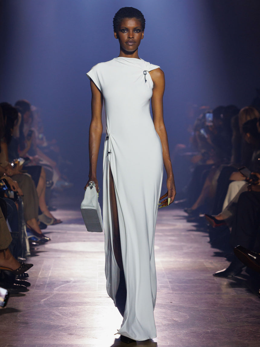 (SS26 PRE-ORDER) RELIC CHARMS MAXI SLIT DRESS - WHITE