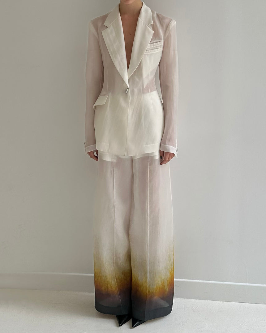 TAILORED BLAZER IN SILK ORGANZA - IVORY