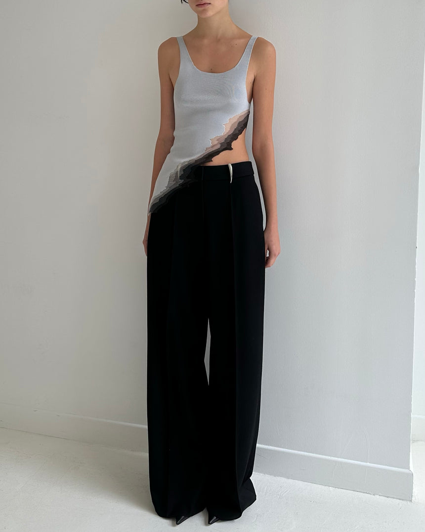 CLAW BELT LOOP TAILORED TROUSERS - BLACK