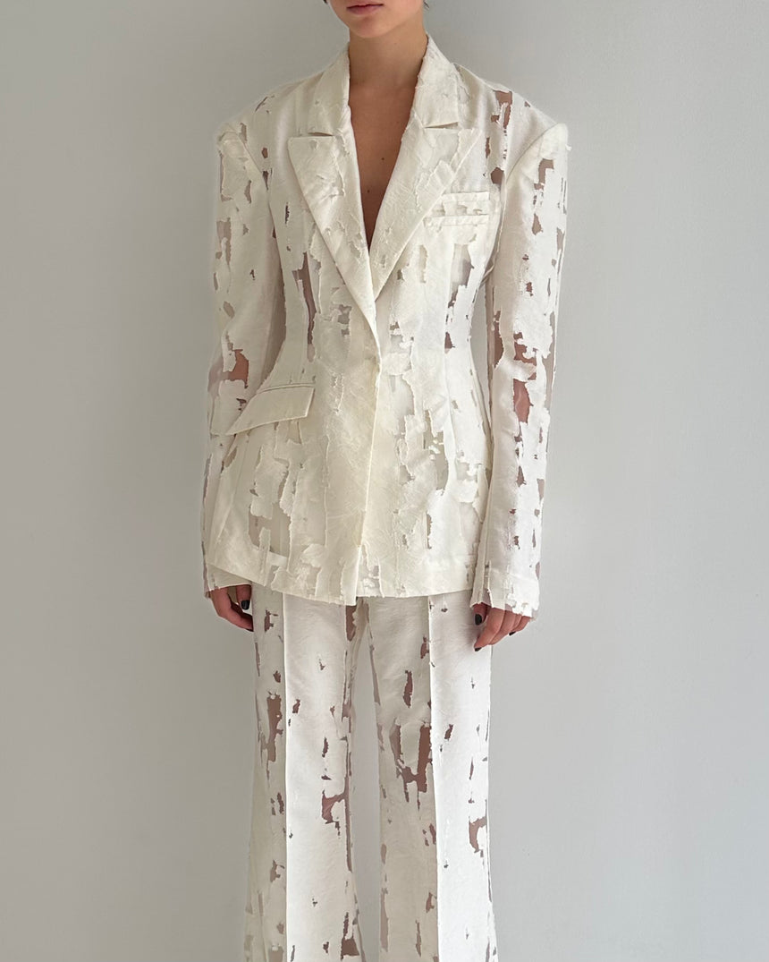 TORN BLAZER - IVORY