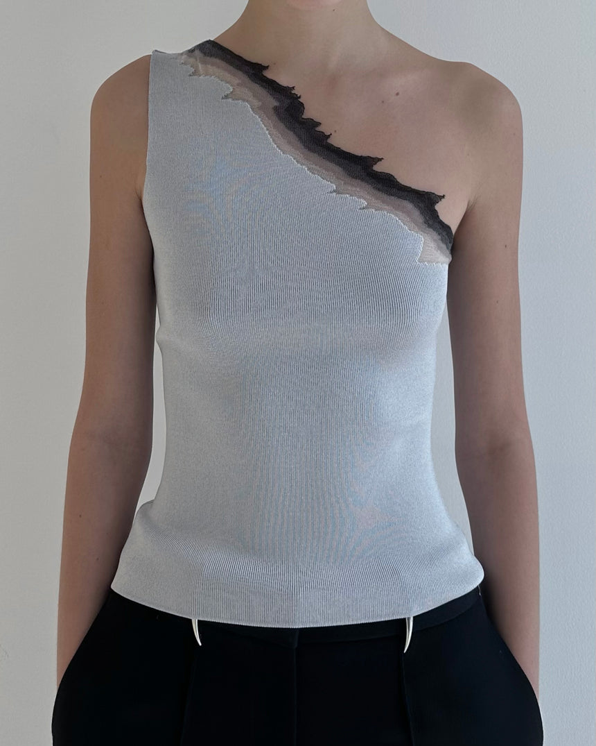 FLAME ONE SHOULDER TOP - ASH