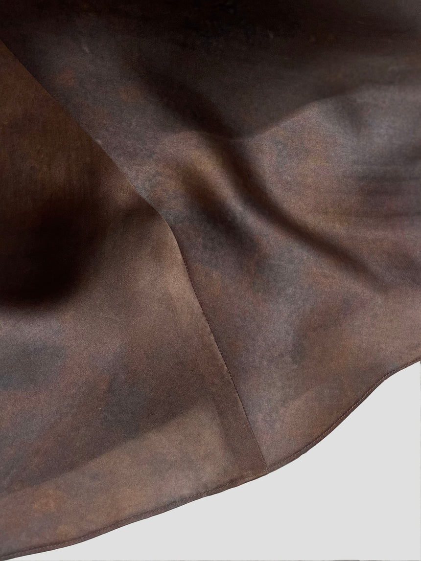 SILK BIAS SLIP DRESS - RUST BROWN