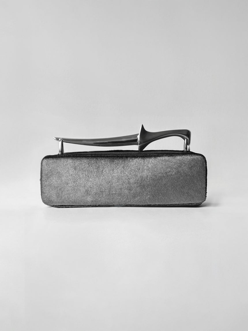 (SS26 PRE-ORDER) KNIFE BAG - SILVER PONYHAIR