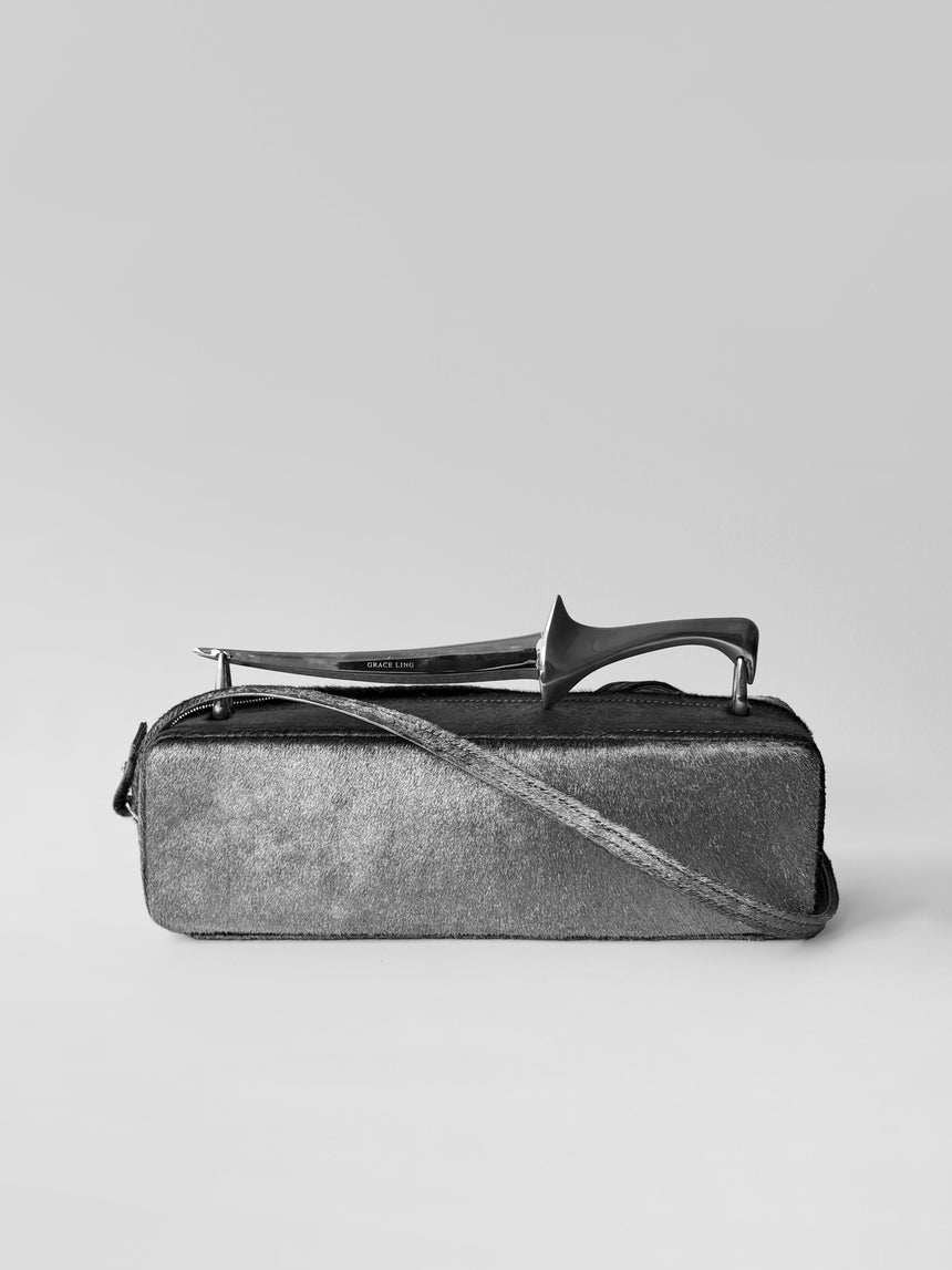 (SS26 PRE-ORDER) KNIFE BAG - SILVER PONYHAIR