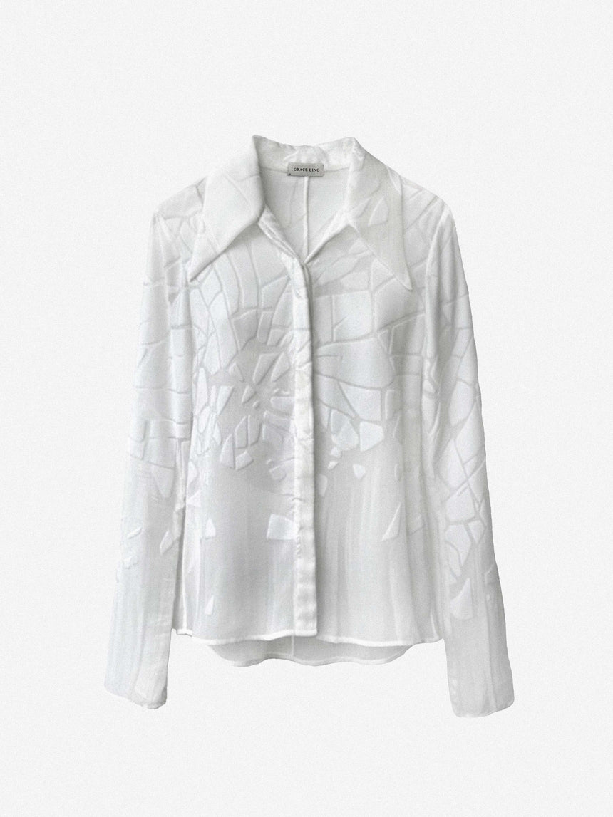 (SS26 PRE-ORDER) CRACKED TAILORED SHIRT - WHITE