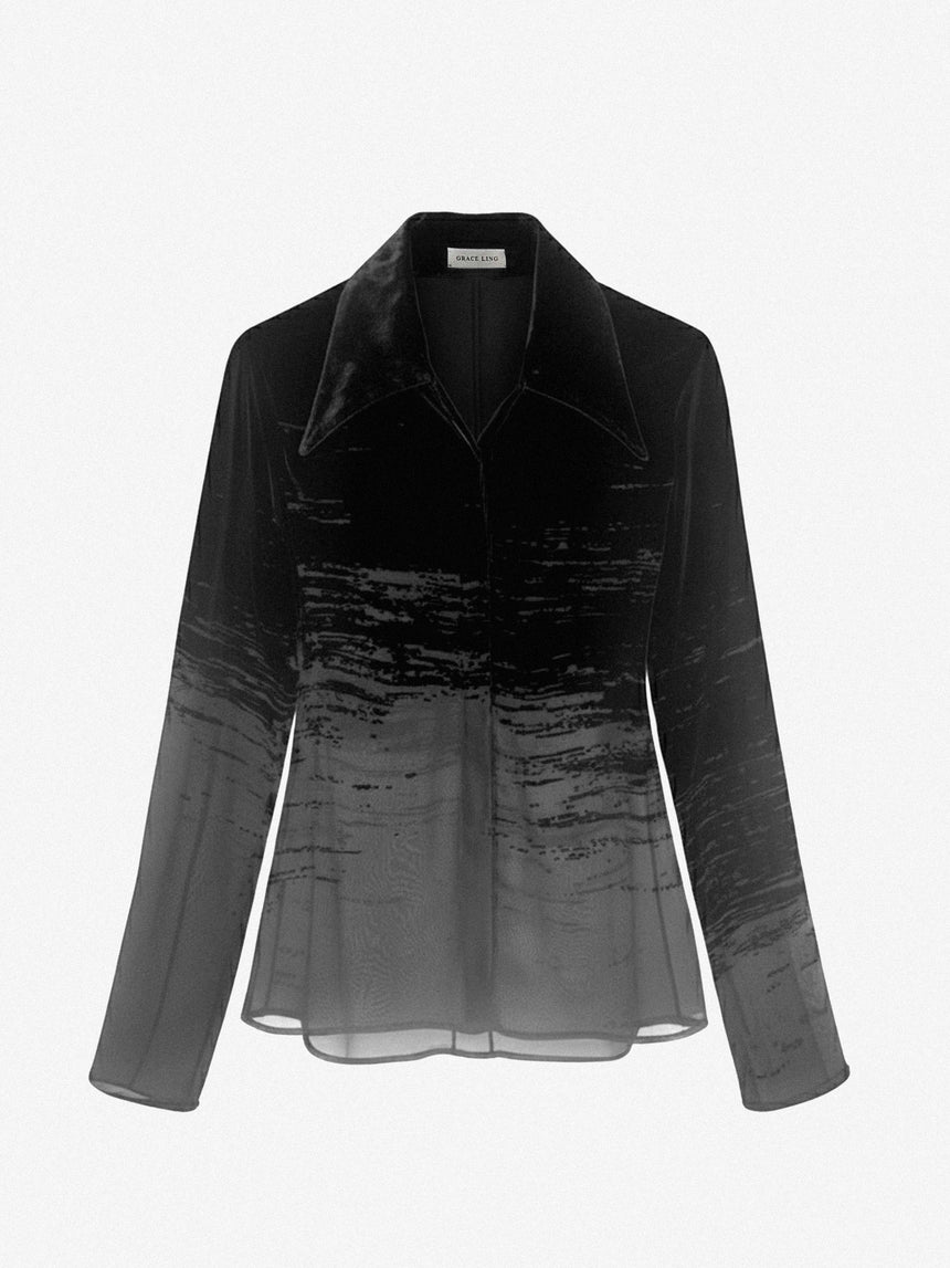 (SS26 PRE-ORDER) GLITCH TAILORED SHIRT - BLACK