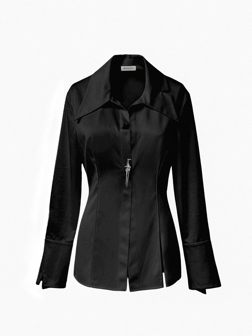 (SS26 PRE-ORDER) KNIFE SHEATH TAILORED SHIRT- BLACK