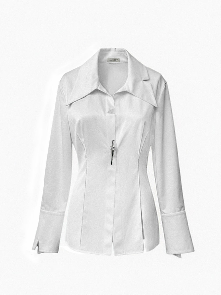 (SS26 PRE-ORDER) KNIFE SHEATH TAILORED SHIRT- WHITE