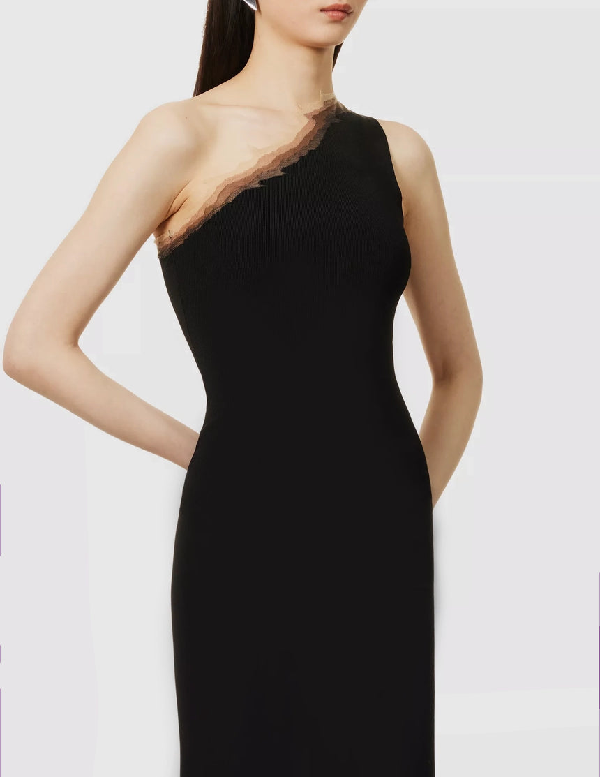 (SS26 PRE-ORDER) FLAME ONE SHOULDER MAXI DRESS - BLACK