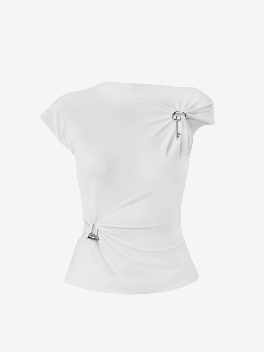 (SS26 PRE-ORDER) RELIC CHARMS MOCK NECK TOP - WHITE