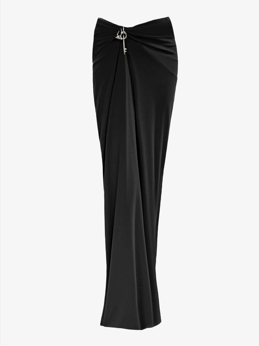 (SS26 PRE-ORDER) RELIC CHARMS DRAPED MAXI SKIRT - BLACK