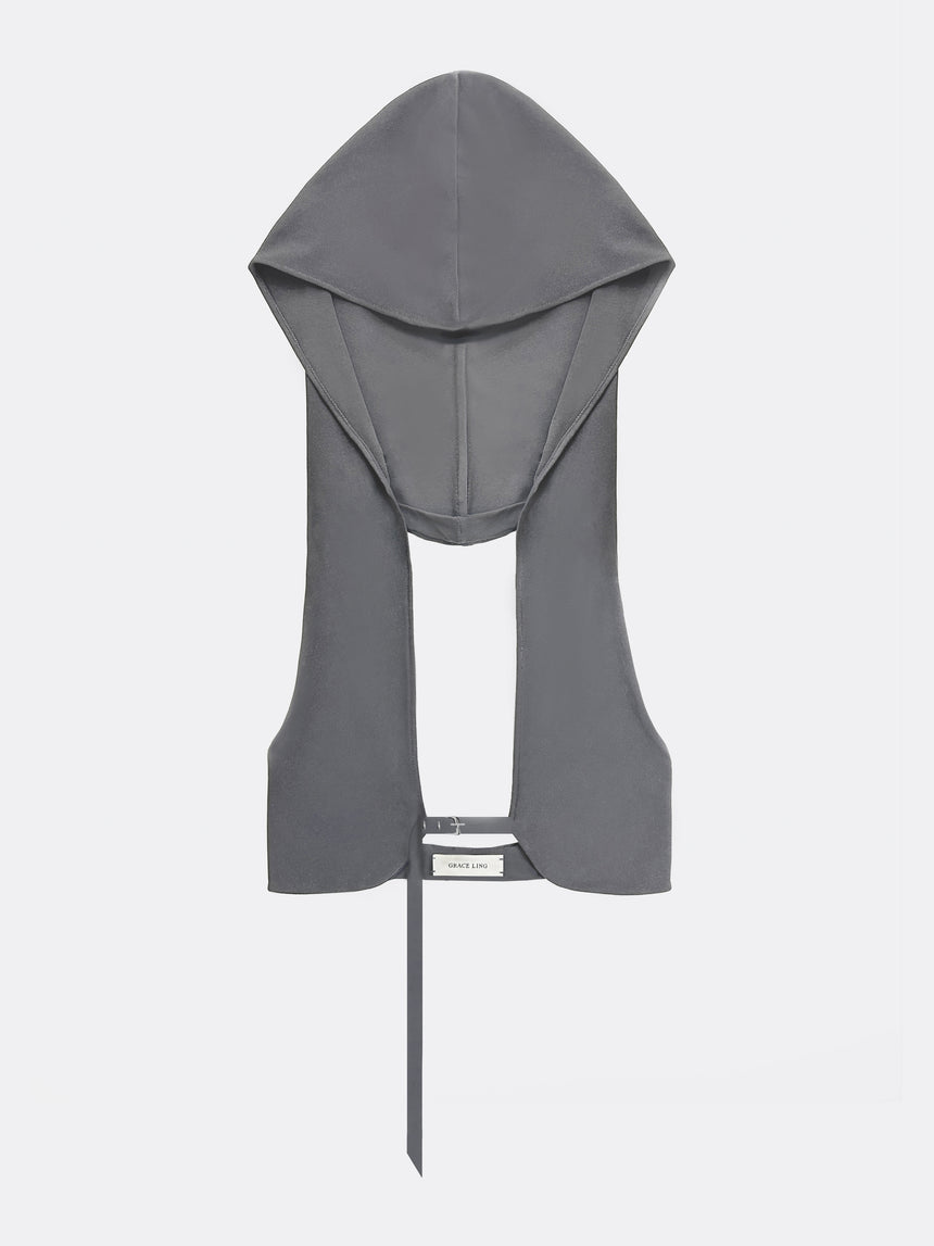 (SS26 PRE-ORDER) BELTED HOOD BRALETTE - GREY