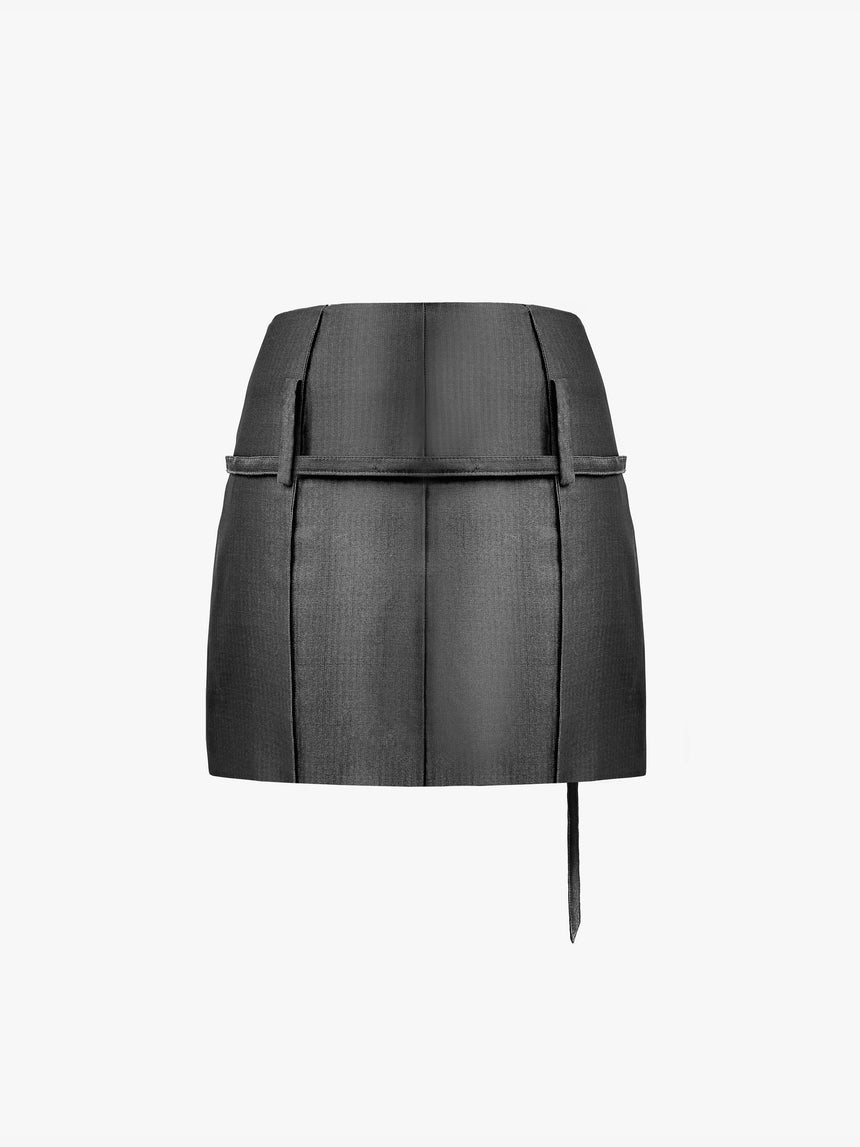 (SS26 PRE-ORDER) RELICS BELTED MINI SKIRT IN WOOL SILK