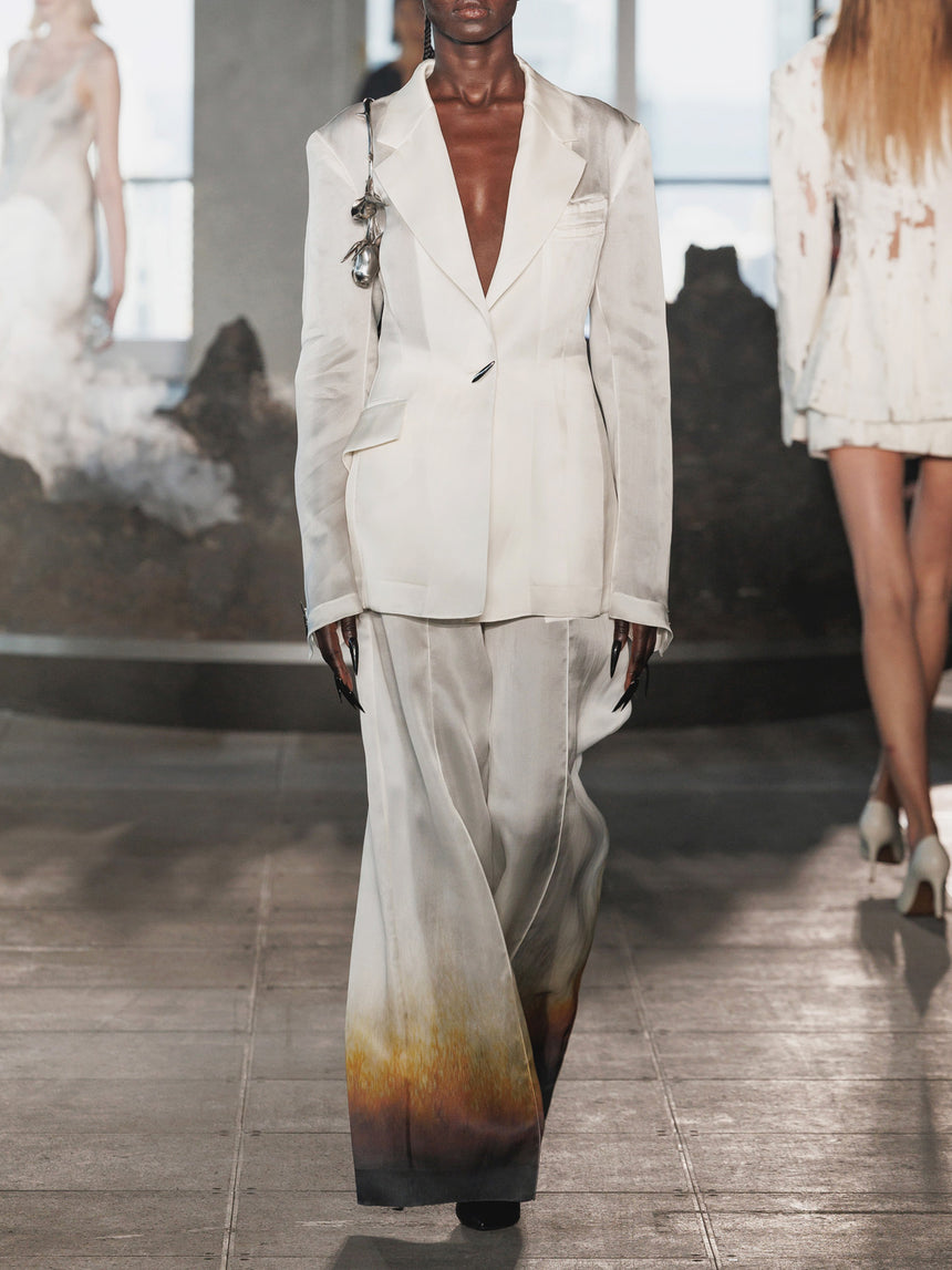 TAILORED BLAZER IN SILK ORGANZA - IVORY