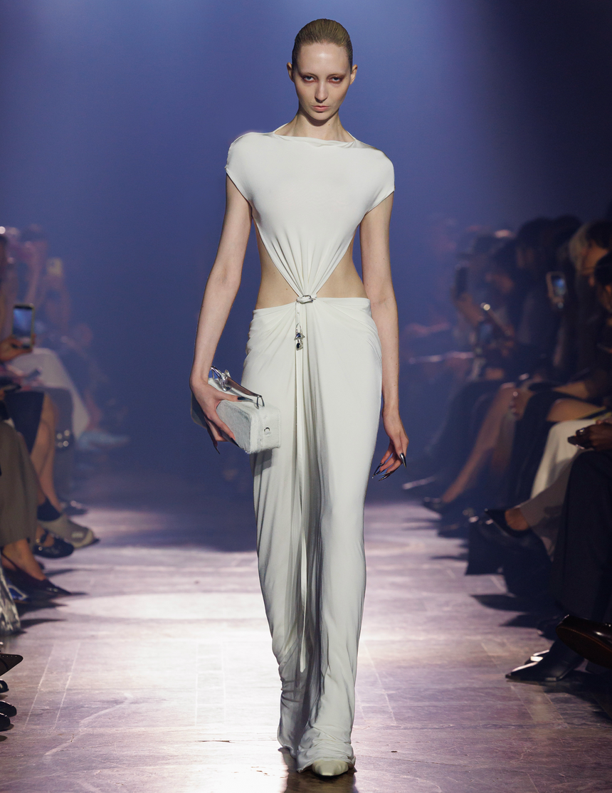 (SS26 PRE-ORDER) RELIC CHARMS BELT CINCHED MAXI DRESS - WHITE