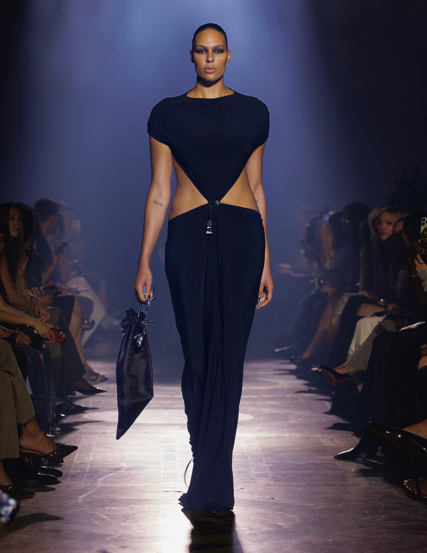 (SS26 PRE-ORDER) RELIC CHARMS BELT CINCHED MAXI DRESS - BLACK