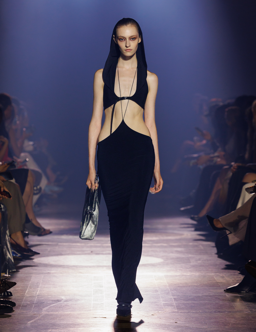 (SS26 PRE-ORDER) BELTED HOOD BRALETTE - BLACK