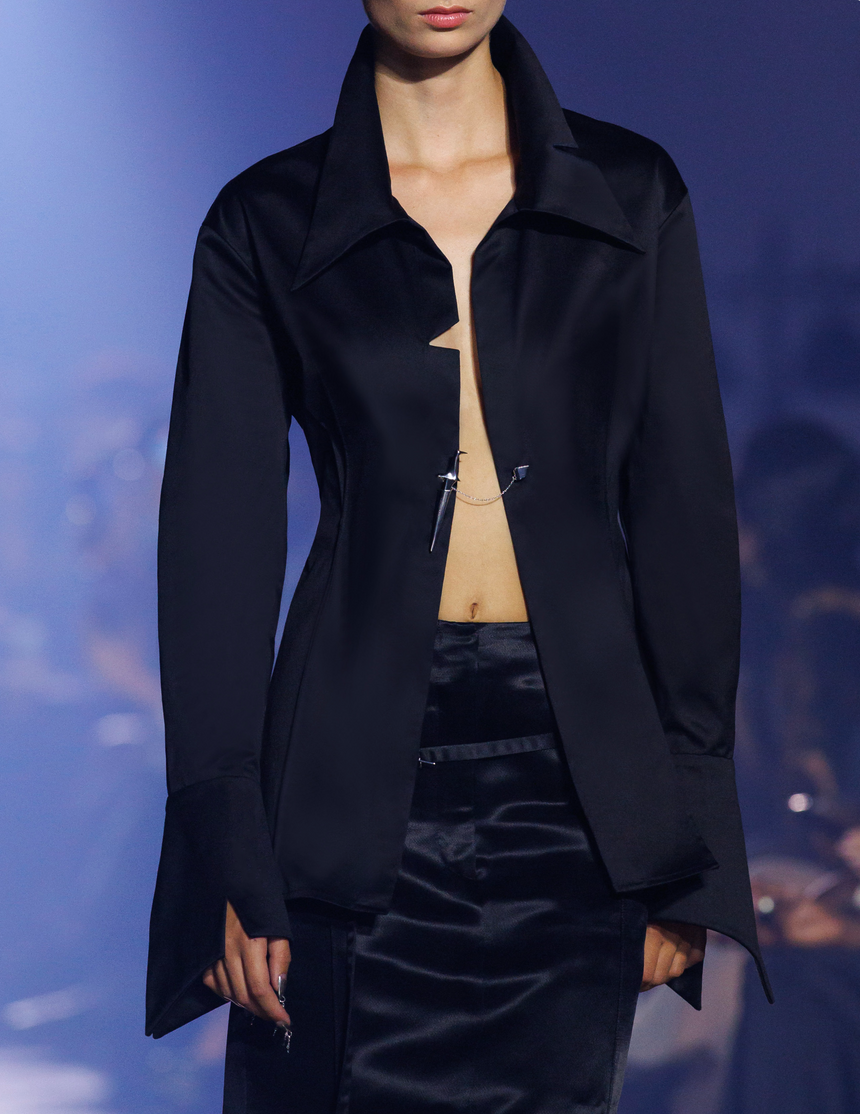 (SS26 PRE-ORDER) KNIFE SHEATH TAILORED SHIRT- BLACK