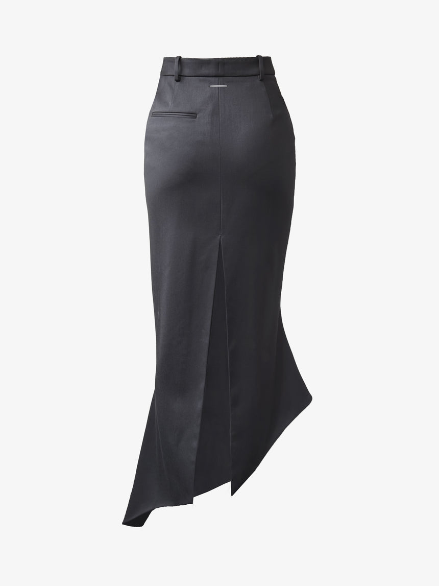 (SS26 PRE-ORDER) TAILORED ANGULAR MIDI SKIRT - GREY