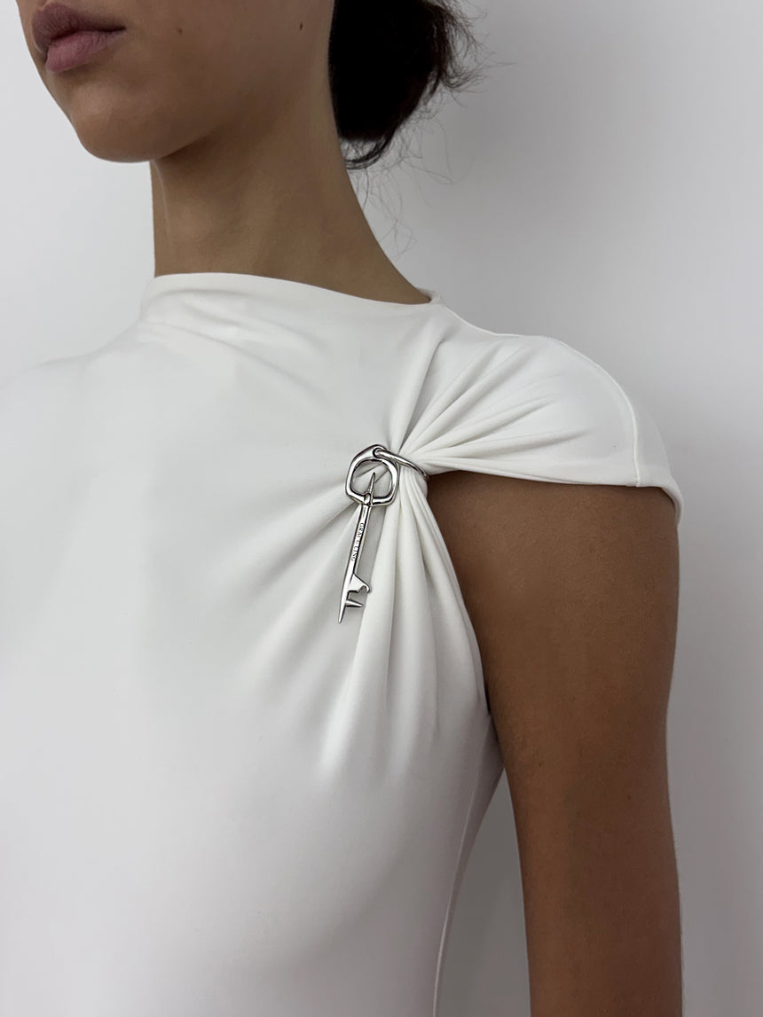 (SS26 PRE-ORDER) RELIC CHARMS MAXI SLIT DRESS - WHITE