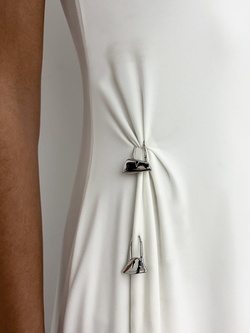 (SS26 PRE-ORDER) RELIC CHARMS MAXI SLIT DRESS - WHITE