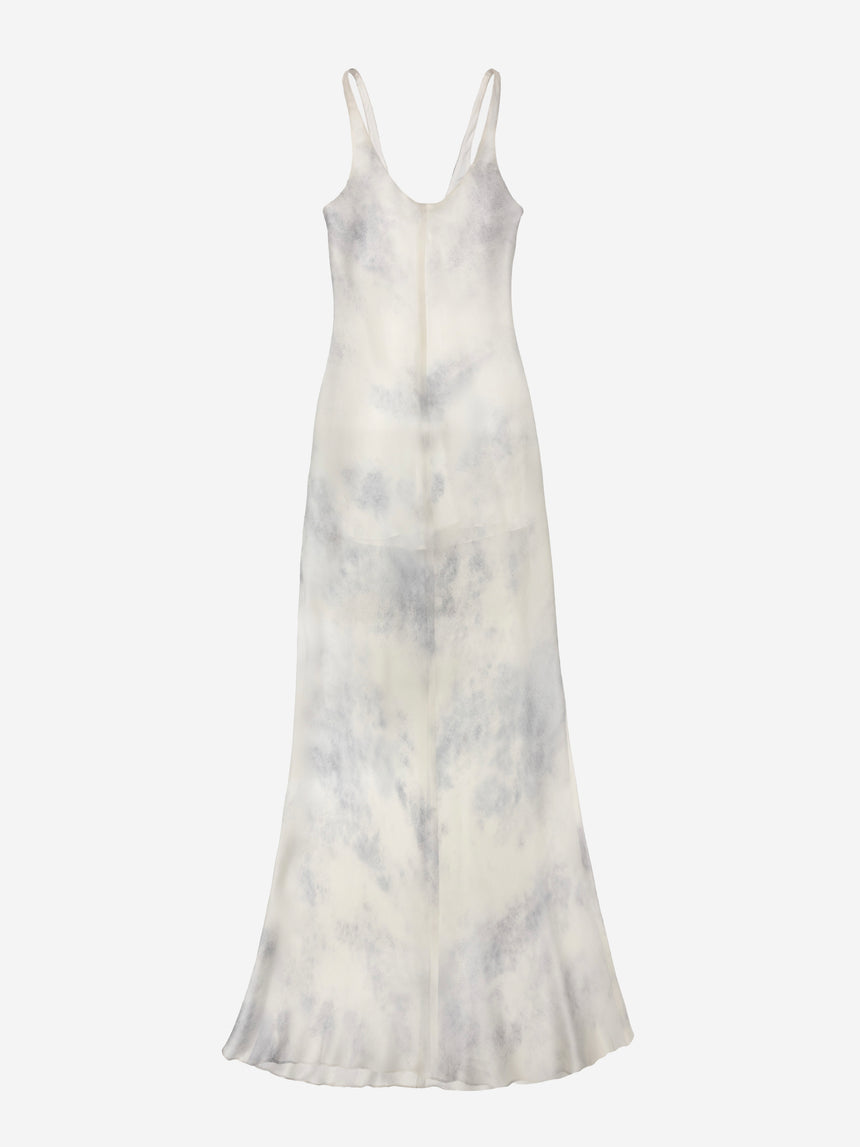 SILK BIAS SLIP DRESS - ASH WHITE