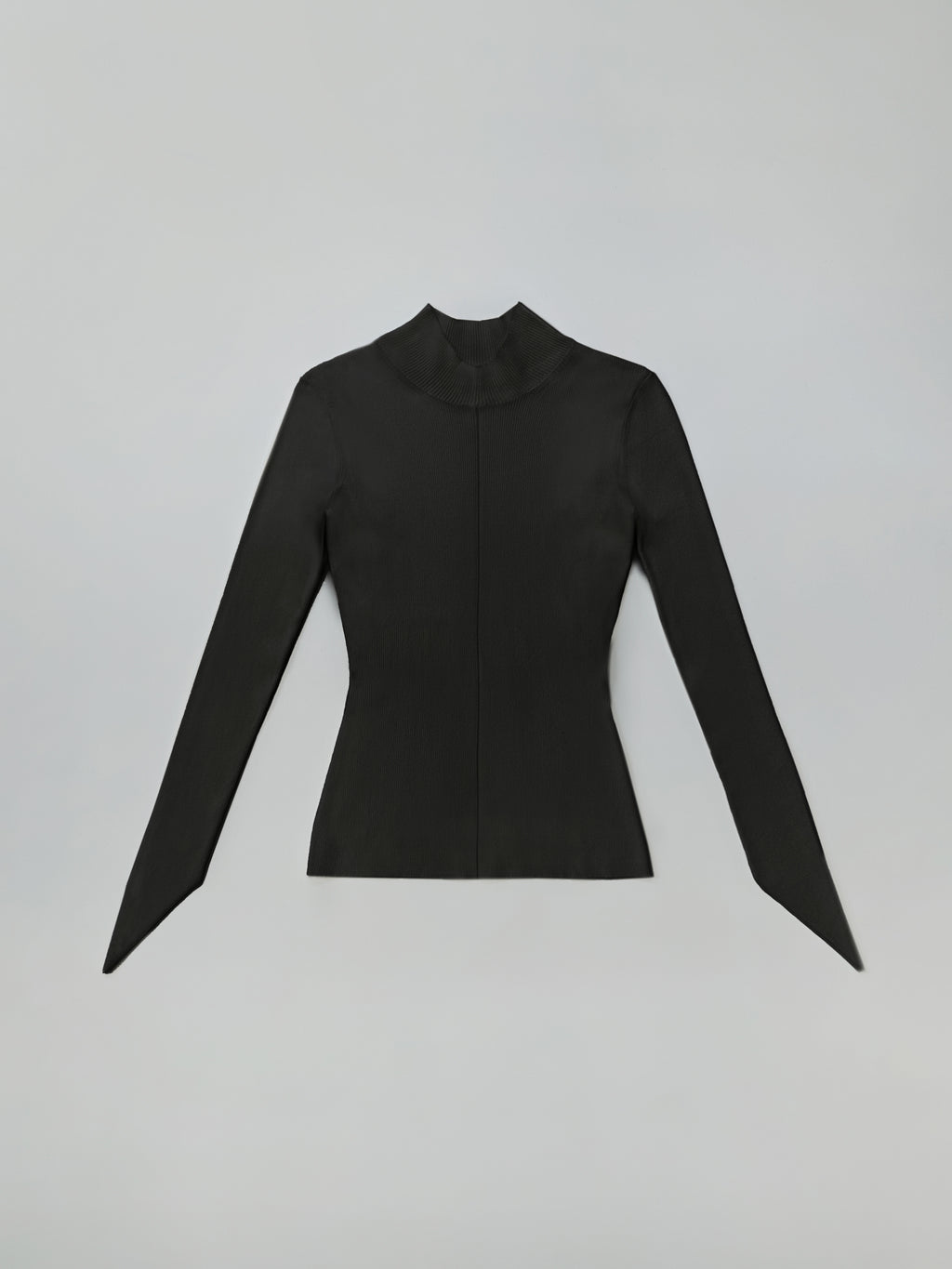 ANGULAR RIBBED-KNIT MOCK NECK TOP - BLACK – GRACE LING