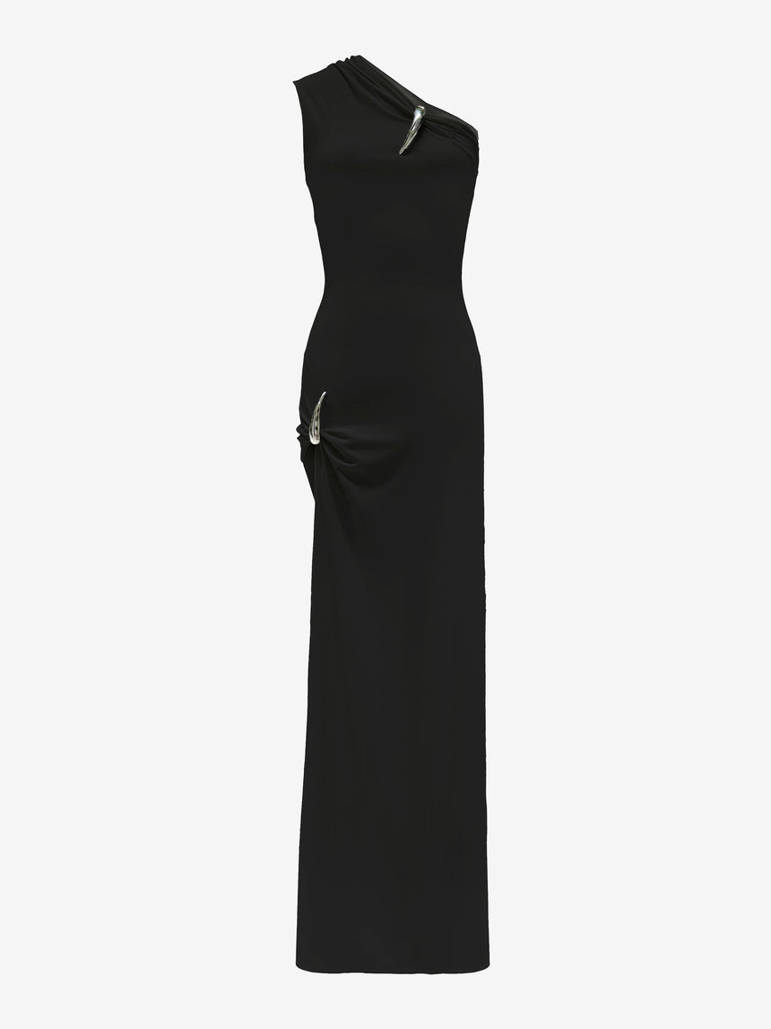 CLAW ONE SHOULDER DRESS - BLACK