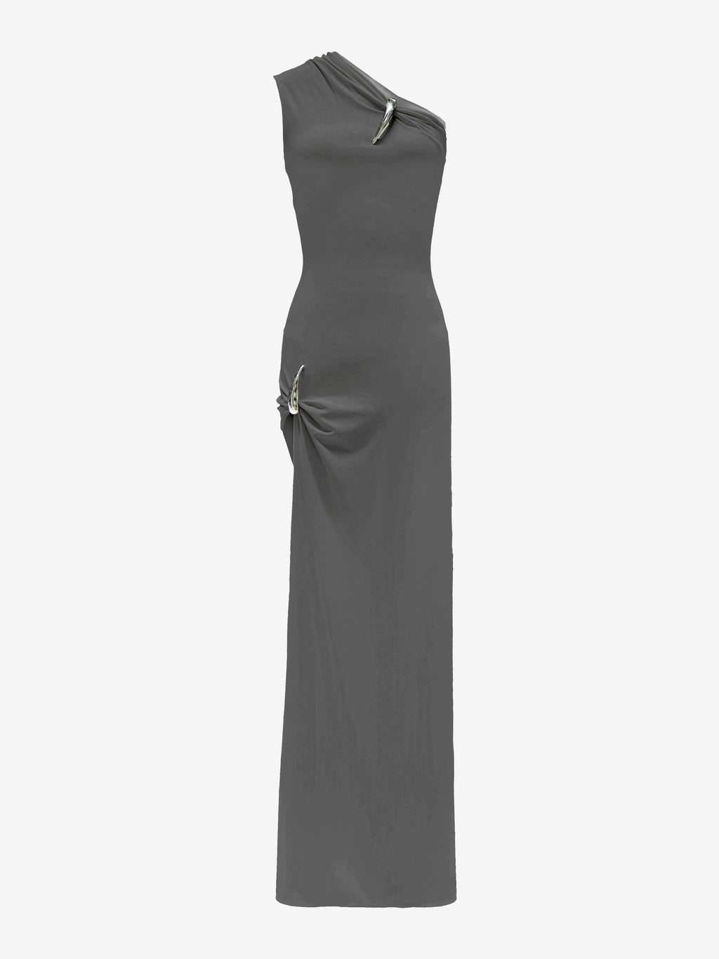 one shoulder grey chiffon dress Silver Bridesmaid Flowy One Shoulder Long Sleeves Floor Length Chiffon Bridesmaid Dresses