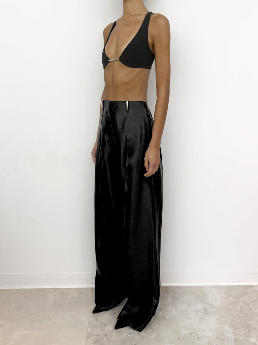 (SS26 PRE-ORDER) CLAW BELT LOOP TAILORED TROUSERS - (LUX SHINE VISCOSE) BLACK